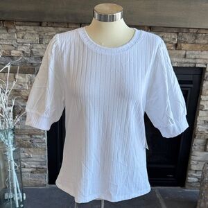 Design History White Ribbed Blouse